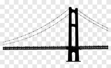 Silhouette Suspension Bridge PNG