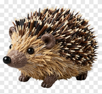 Hedgehog Figurine Made Of Toothpicks PNG