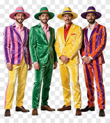 Colorful Group Of Men In Stylish Suits PNG