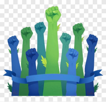 Colorful Fists Raised In Unity PNG