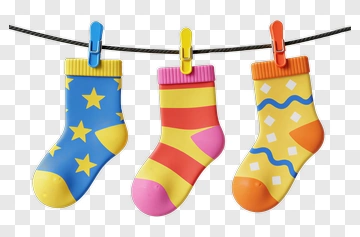 Colorful Socks Hanging On A Clothesline PNG
