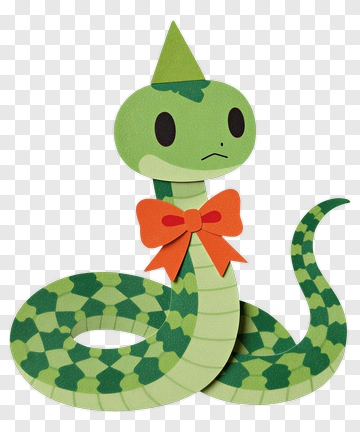 Cartoon Snake With Party Hat And Bowtie PNG