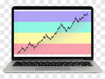 Laptop Displaying A Stock Market Trend Chart PNG
