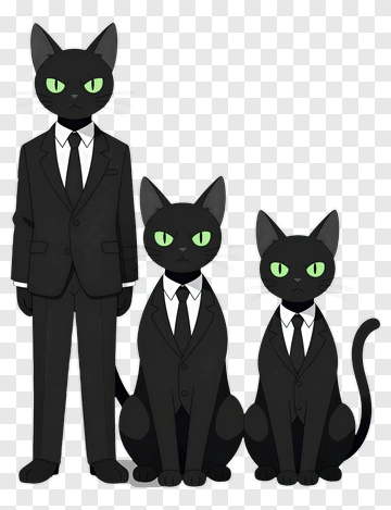 Cartoon Cats In Suits PNG