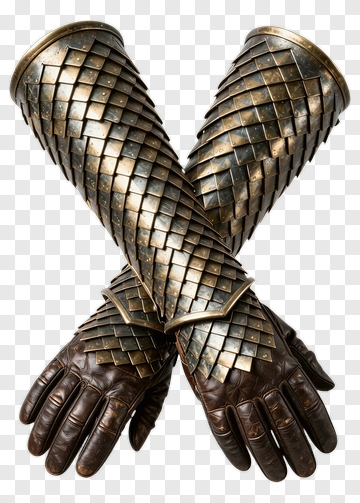Armored Gloves With Decorative Scales PNG