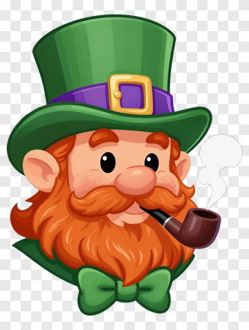 Cartoon Leprechaun Smoking A Pipe PNG