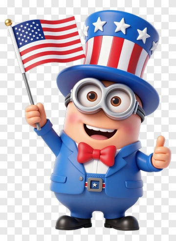 Cartoon Character Holding An American Flag PNG