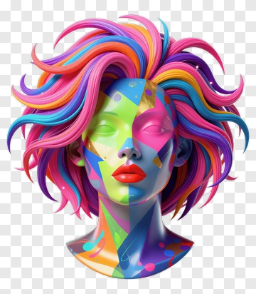Colorful Abstract Head Sculpture PNG