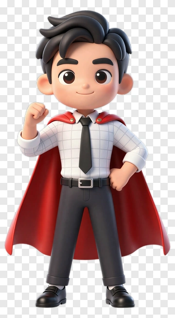 Cartoon Boy Wearing A Red Cape PNG