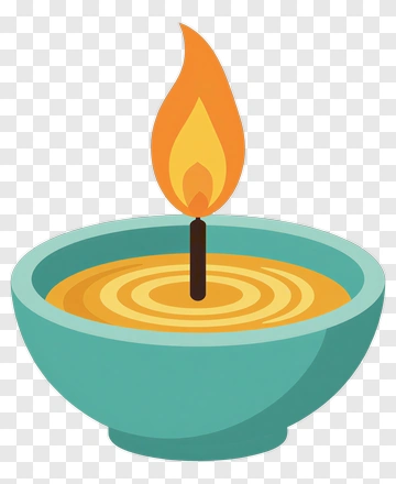 Cartoon Candle In A Bowl PNG
