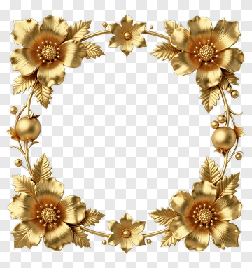 Gold Floral Frame PNG