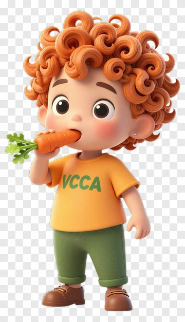 Cartoon Child Eating A Carrot PNG