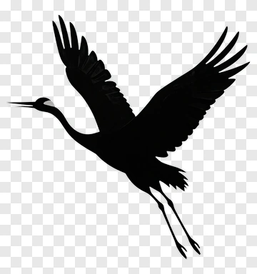 Silhouette Of A Flying Crane PNG