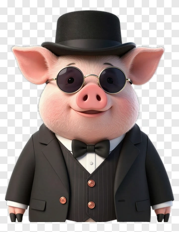 Dapper Pig In A Suit And Sunglasses PNG