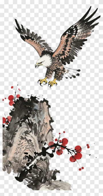 Eagle Flying Above A Mountain Landscape PNG