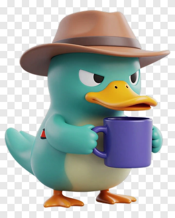 Cartoon Platypus Wearing A Hat And Holding A Mug PNG