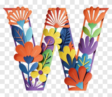 Colorful Floral Letter W PNG