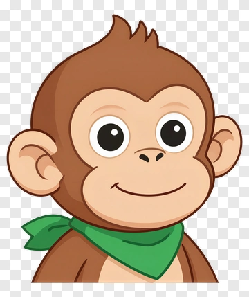 Cartoon Monkey With Green Scarf PNG