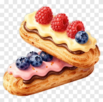 Colorful Pastry With Berries PNG