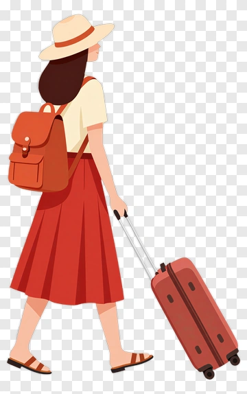 Woman Walking With A Suitcase PNG