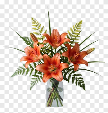 Orange Lily Bouquet With Ferns PNG