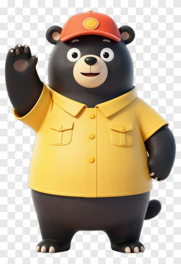 Cartoon Bear Wearing A Yellow Shirt And Cap PNG