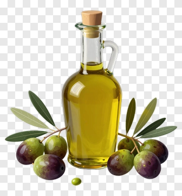 Olive Oil Bottle With Green And Black Olives PNG