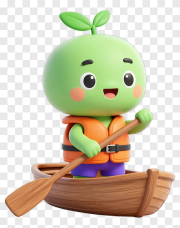 Cartoon Character Rowing A Boat PNG