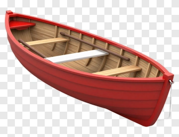 Red Rowboat With Wooden Interior PNG
