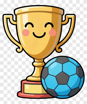 Cartoon Trophy With Smiley Face And Soccer Ball PNG
