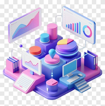 3D Data Visualization Composition PNG