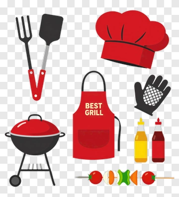Grill Cooking Tools And Ingredients PNG
