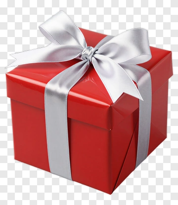 Red Gift Box With Silver Ribbon PNG