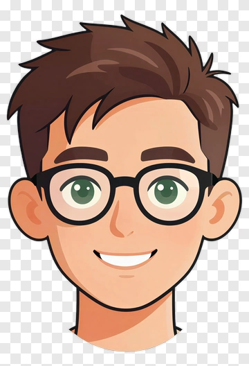 Cartoon Boy With Glasses Smiling PNG