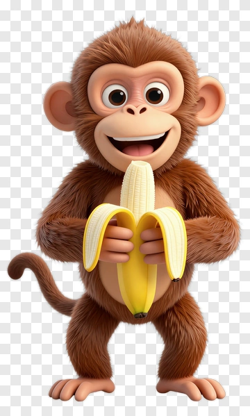 Cartoon Monkey Holding A Banana PNG