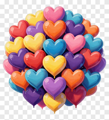 Colorful Heart Balloons PNG