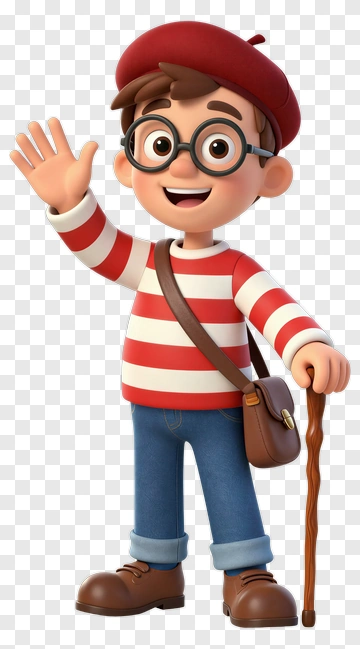 Cartoon Character Waving With A Cane PNG