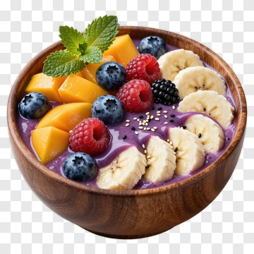 Fruit Bowl With Mango, Banana, And Berries PNG