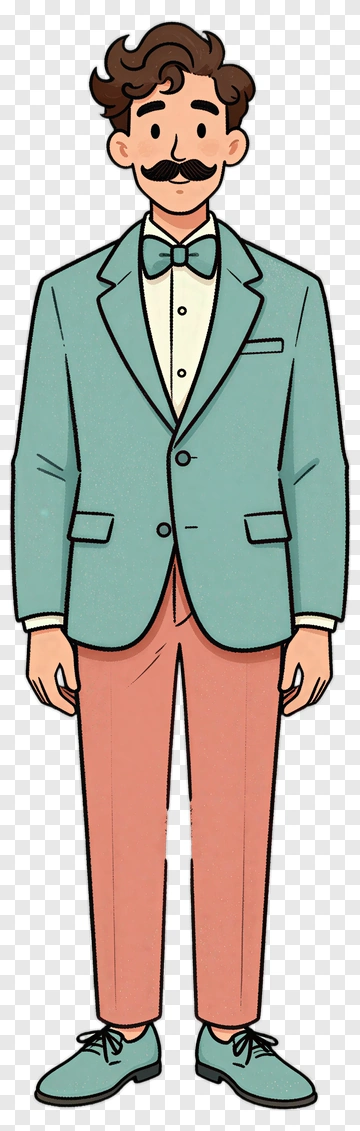 Cartoon Man In Mint Suit And Pink Pants PNG