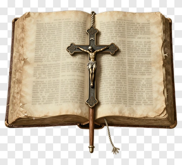 Open Bible With Crucifix PNG