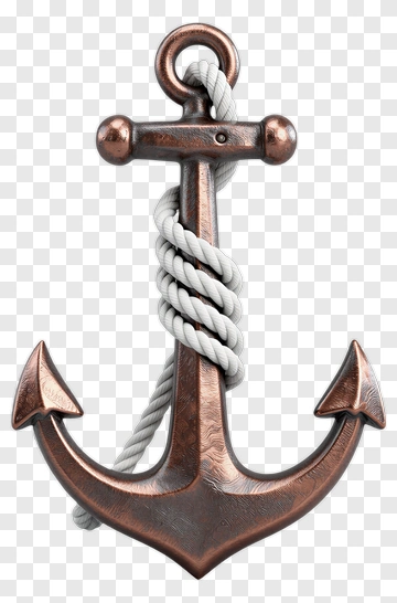 Bronze Anchor With Rope PNG