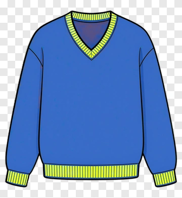 Blue Sweater With Yellow Trim PNG