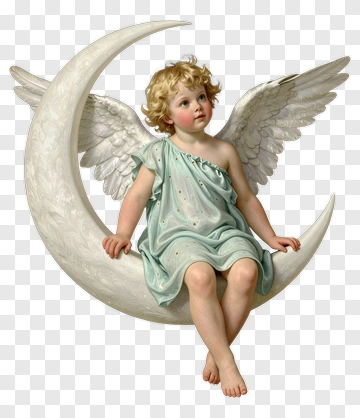 Cherub Sitting On A Moon PNG