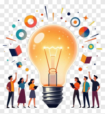 Creative Team Celebrating An Idea With A Light Bulb PNG