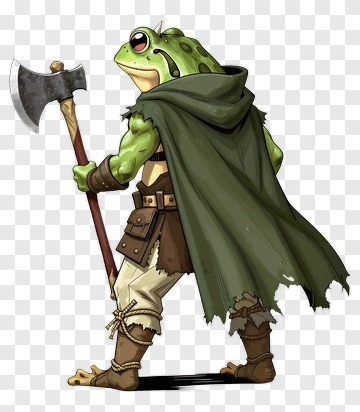 Frog Warrior Holding An Axe PNG