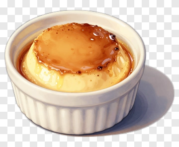 Caramel Flan In White Dish PNG