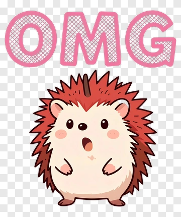 Cartoon Hedgehog With Omg Text PNG
