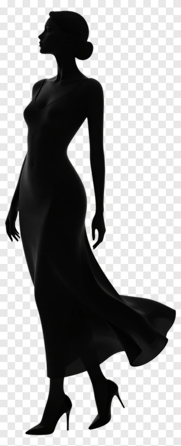 Silhouette Of A Woman In A Long Dress PNG