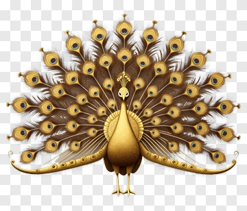 Golden Peacock Displaying Its Feathers PNG