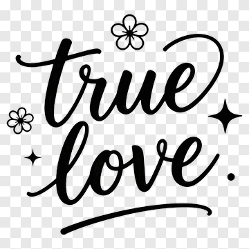 True Love Typography Design PNG